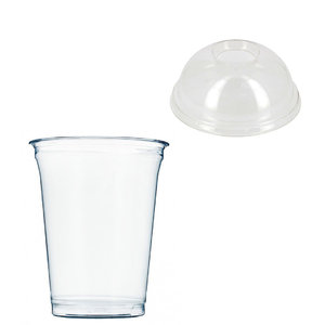 PET Plastic Cup 425ml - Measured to 300ml - With perfurated dome lid - Pack 67 Units