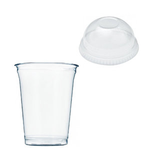 PET Plastic Cup 425ml - Measured to 300ml - With closed dome Lid - pack 67 Unit