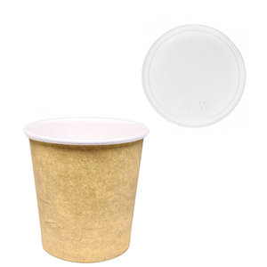 Paper Cups Coffe Vending 110ml (4Oz) Kraft w/ Flat Lid - Box of 3000 units