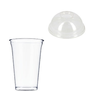 PET Plastic Cup 550ml - Measured to 400ml - with perfurated dome Lid - pack 56 Units