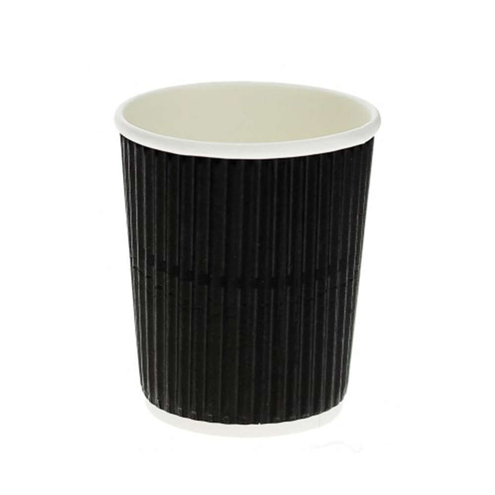 Vaso Cartón Corrugado Negro 240ml (8Oz)