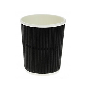 Corrugated Card Cup Black 240ml (8Oz) - Pack 25 units