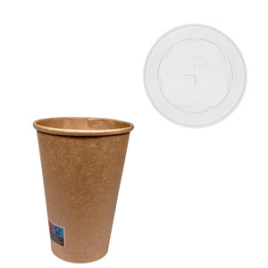 Paper Cup 100% Kraft (16Oz) 480ml w/ Lid for Straws - Box of 1000 units