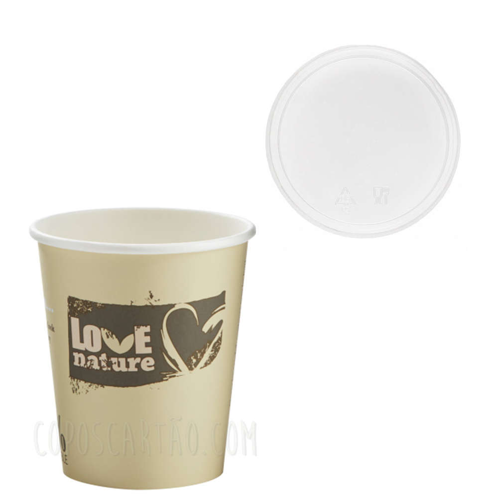 Gobelet en Carton Biodégradable 192ml (6Oz) avec Couvercle ToGo Blanc - Paquet 100 unités