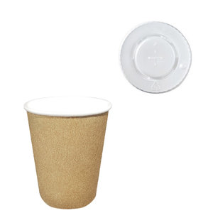 Paper Cup Kraft / Natural 280ml (9Oz) w/ Lid for Straws - Box of 1000 units