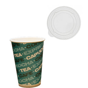 Paper Cups 200 ml White disposable with Flat Lid - 50 units