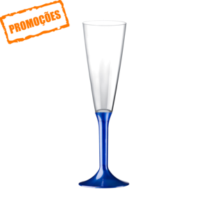 Vaso de flute PS 160 ml con Pie Azul paquete 100 unidades