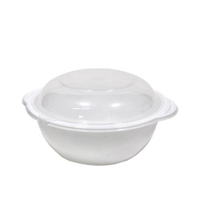Disposable Soup Bowl 500 ml White w/ Lid - Box Complete 400 units