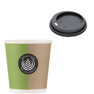 "Specialty ToGo" Paper Cup 126ml (4Oz) w/ Black Lid ToGo - Box of 2000 units