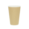 Corrugated Card Cup Kraft 480ml (16Oz) w/ Black Lid “To Go”  - Pack 25 units