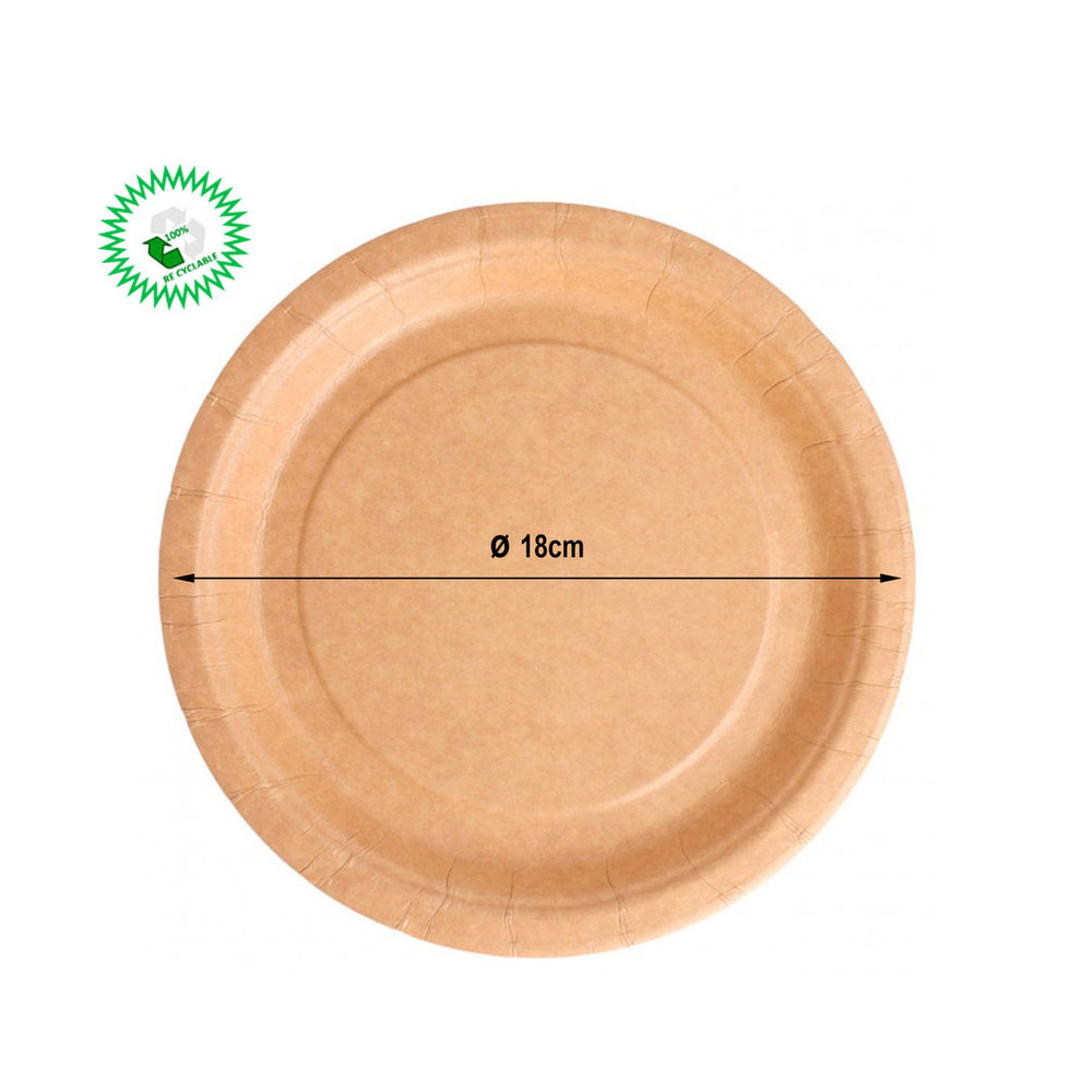 Prato de cartão Kraft de 180mm de diametro - Cx Completa 300 unidades