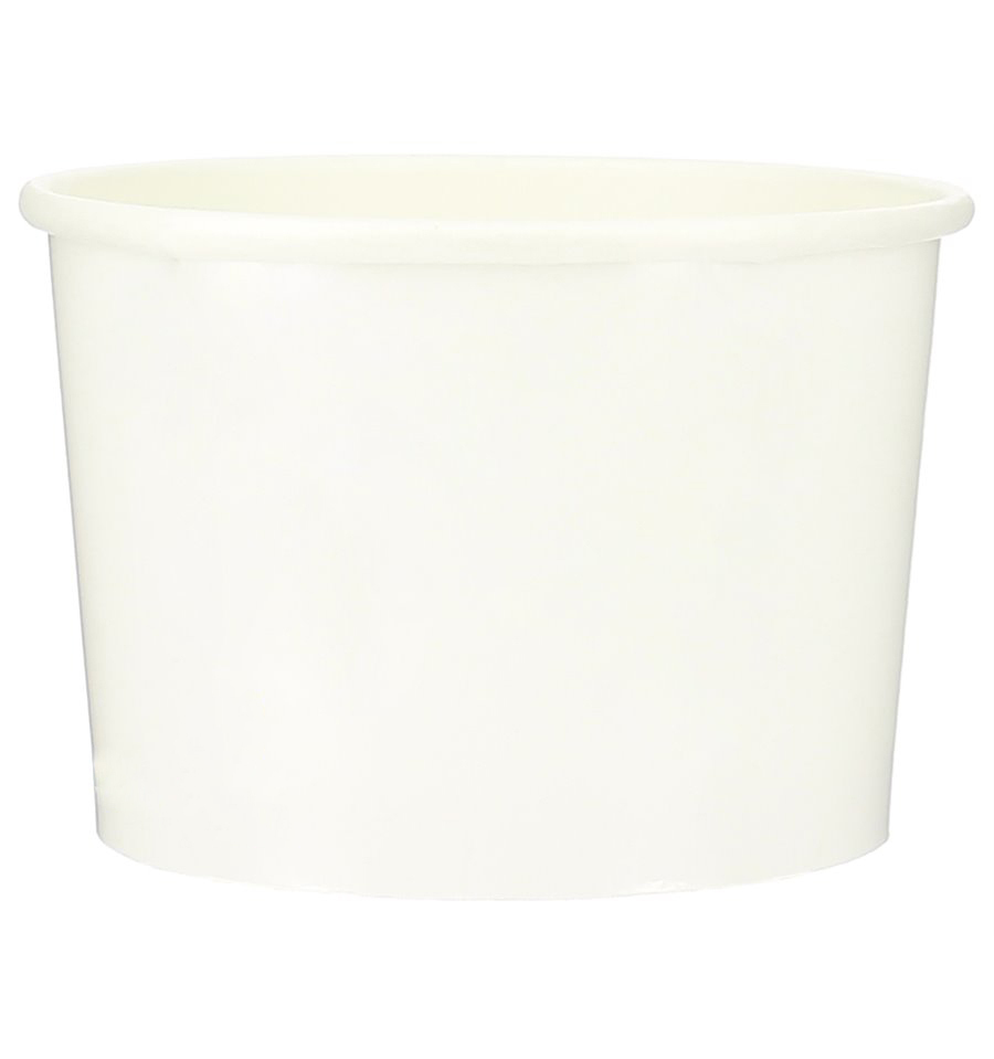 Copo Cartão Branco para Gelados 350ml c/ Tampa Cúpula - Pacote 55 unidades
