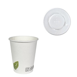 Hot Drinks Paper Cups 240ml (8Oz) w/ Lid for Straws - Pack of 50 units