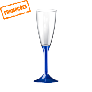 Vaso de flute PS 120 ml con Pie Azul paquete 100 unidades