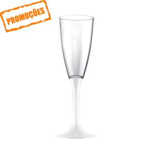 Verre flute Champagne PS 120 ml à Pied Blanc paquet 100 unités
