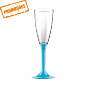 Gobelet flute Champagne PS 120 ml à Pied Turquoise paquet 100 unités