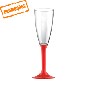 Verre flute Champagne PS 120 ml à Pied Rouge paquet 100 unités