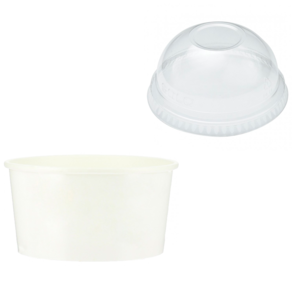 Paper Cup for White Ice Cream 150ml w/ Dome Lid - Pack 50 units