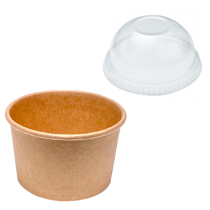 Paper Cup for Kraft Ice Cream 150ml w/ Dome Lid - Pack 50 units