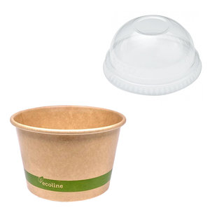 Paper Cup for Kraft Ice Cream 240ml w/ Dome Lid - Pack 50 units