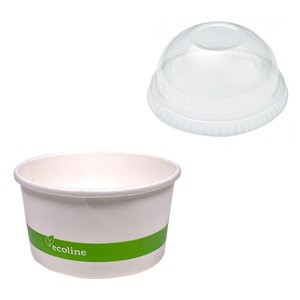 Paper Cup for White Ice Cream 360ml w/ Dome Lid - Pack 50 units