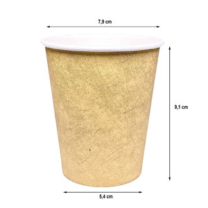 Vaso de Cartón 240ml (8Oz) Kraft c/ Tapa “To Go” Blanca  – Paquete 50 unidades