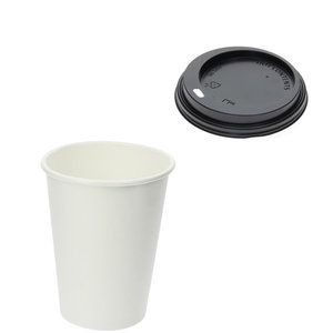 Gobelet en Carton 480ml (16Oz) Blanc avec Couvercle Noir “To Go” – Paquet 50 unités