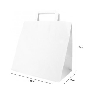 Flat handle white paper bag 28x17x29