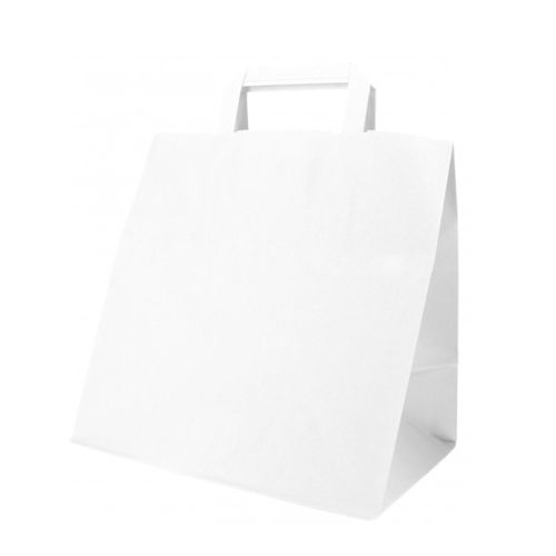 Flat handle white paper bag 28x17x29- Pack of 50 units