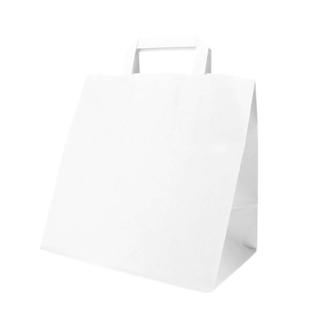 Flat handle white paper bag 28x17x29