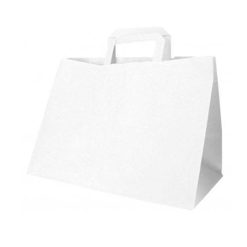 Sac papier blanc anse plate 32x17x34- Paquet de 50 unités