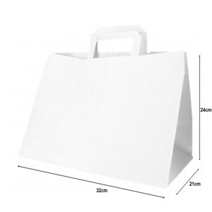 Flat handle white paper bag 32x21x24