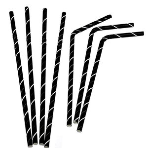 Paille Papier Souple Noir et Blanc 6x210mm