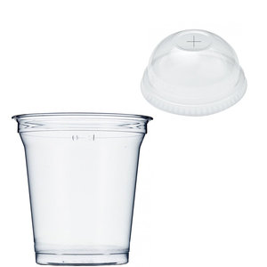 RPET Plastic Cup 20oz - 650ml With Cover Dome With Cross - Complete Box 800 units