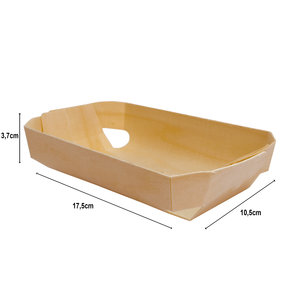Cuvete de Madeira 175x105x37mm C/ Papel Vegetal - Pacote 50 unidades