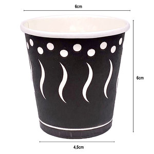 Vaso Cartón Impreso Negro 120ml (4Oz) c/Cubierta ToGo Blanca - Caja Completa 1000 unidades