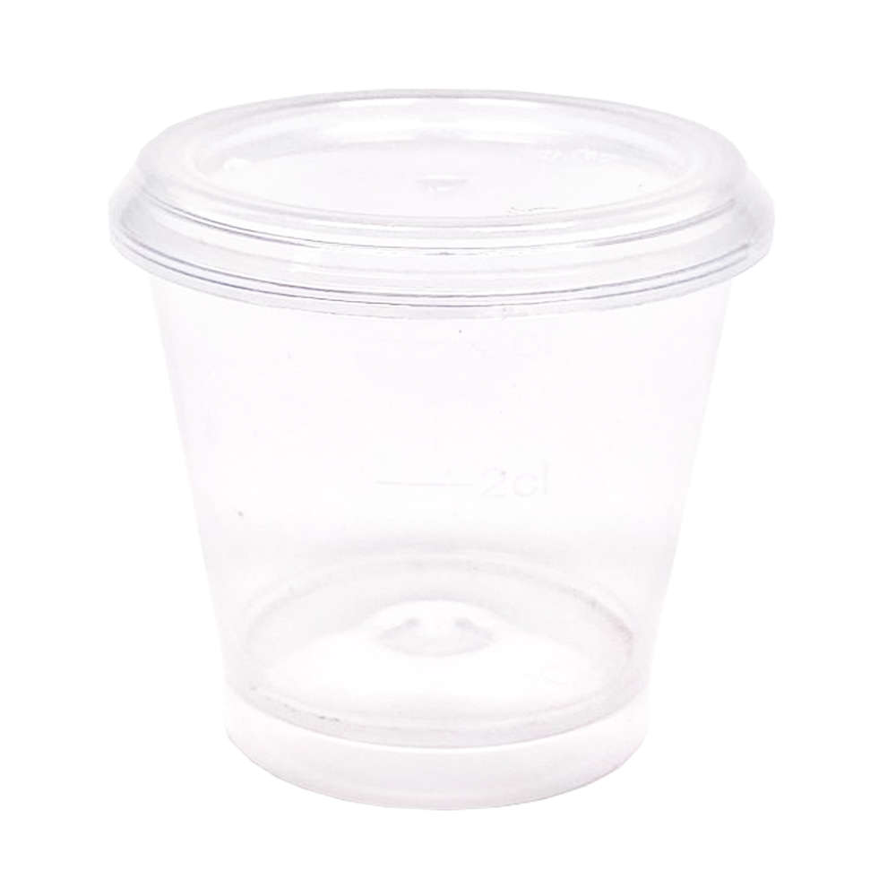 Copo Plastico SHOT Liso 30ml (PP) Com Tampa - 100 Unidades