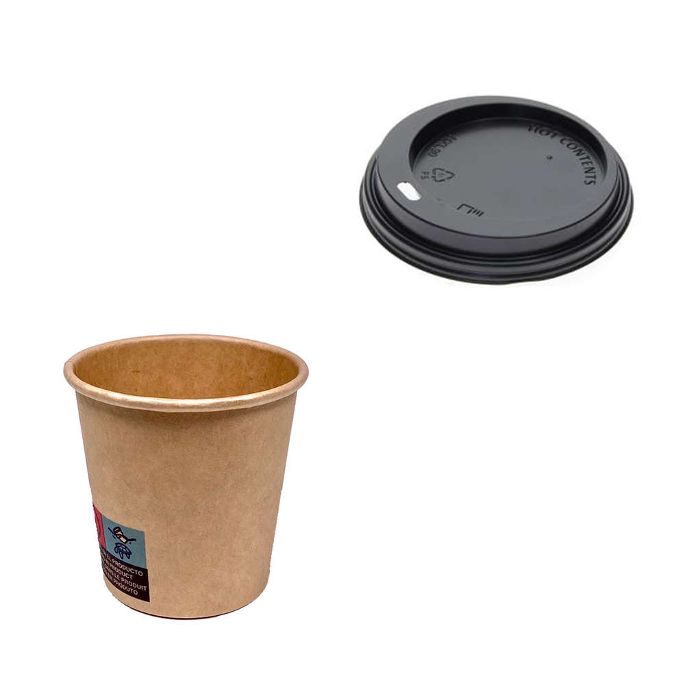 Coffee Vending Card Cup 110ml (4Oz) 100% Kraft With Black 