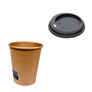 Vaso de Cartón 240ml (8Oz) 100% Kraft c/ Tapa Negra “To Go” – Caja Completa 2000 unidades