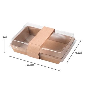 Plateau Sushi Kraft 225x155x30 Avec Couvercle