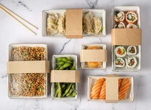 Bandeja Sushi Kraft 210x90 Con Tapa - Paquete 25 Unidades