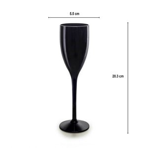 Copo Flute / Champagne 150ml Inquebrável (PC) Preto - Caixa 6 Unidades