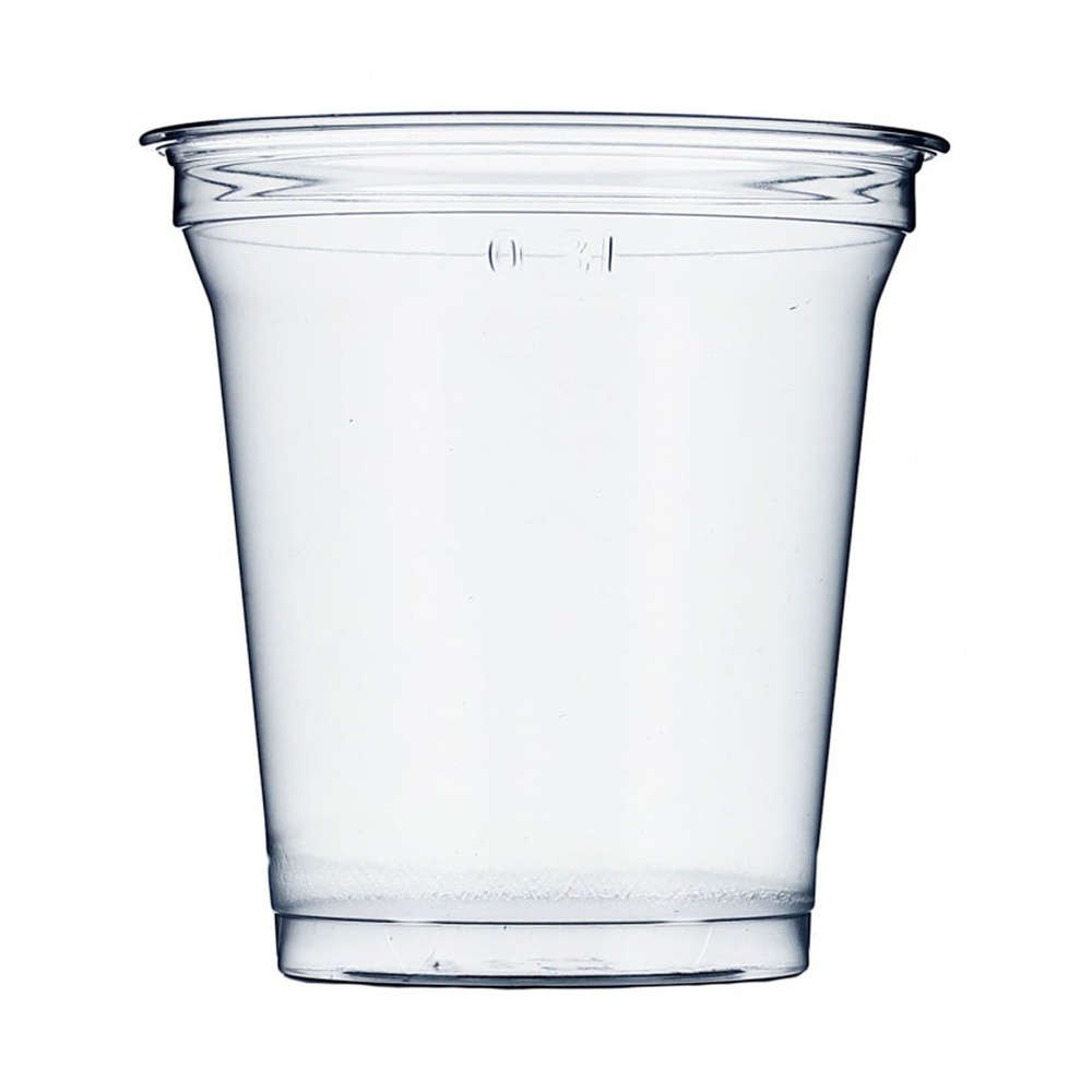 Vaso Plástico RPET 430ml Con Tapa Plana Cerrada - Caja 800 Unidades